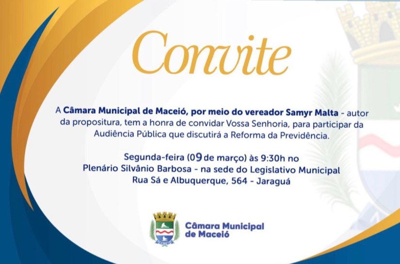 A pedido de Samyr Malta, Câmara realiza audiência pública para debater o regime de previdência dos servidores de Maceió
