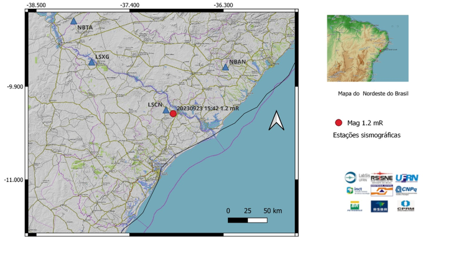 Novo tremor de terra é registrado no interior de Sergipe / Foto: Foto: LabSis/UFRN