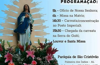 4ª Edição do Cenáculo Mariano acontece nesta quarta l, em Palmeira dos Índios