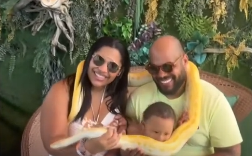 Bebê quase morde cobra em pousada ecológica de Maragogi e protagoniza momento inusitado