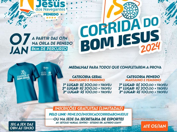 Corrida do Bom Jesus em Penedo abre inscrição on-line e presencial na Secretaria de Esportes