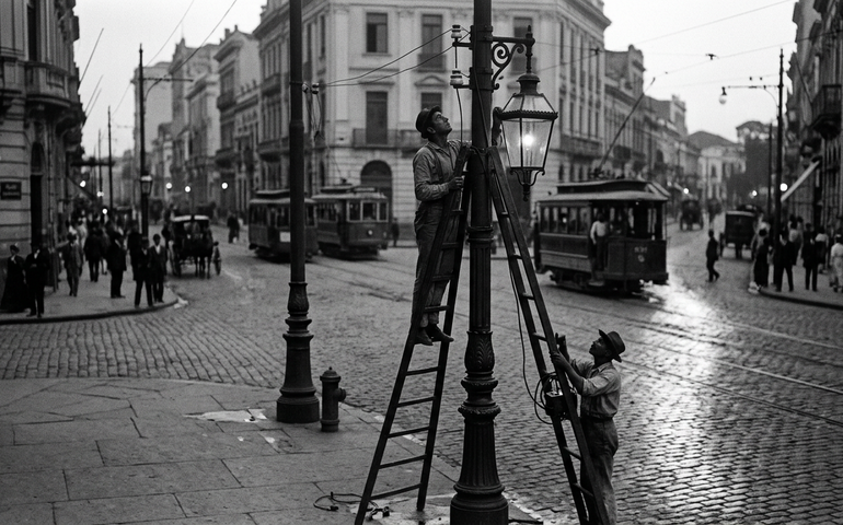 O brilho que redesenhou o Rio: imagens raras revelam a revolução da eletricidade na cidade em exposição virtual