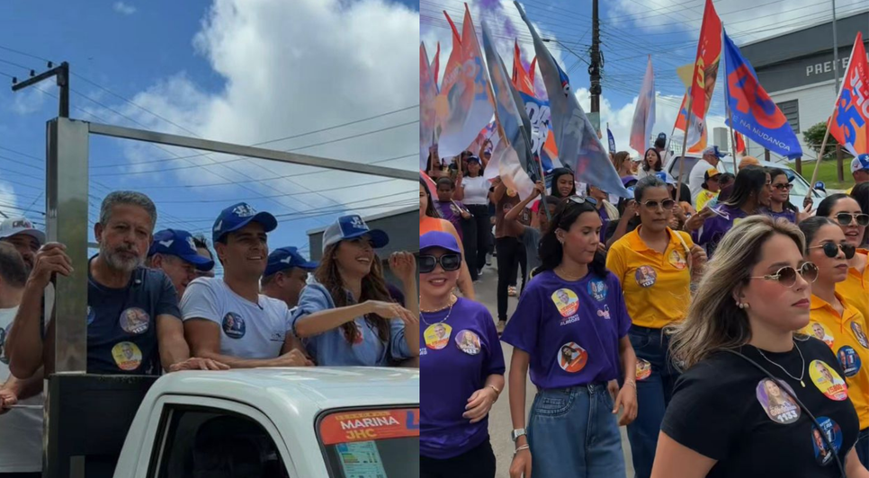 Em Chã Preta, JHC e Marina JHC são recebidos por apoiadores em carreata 