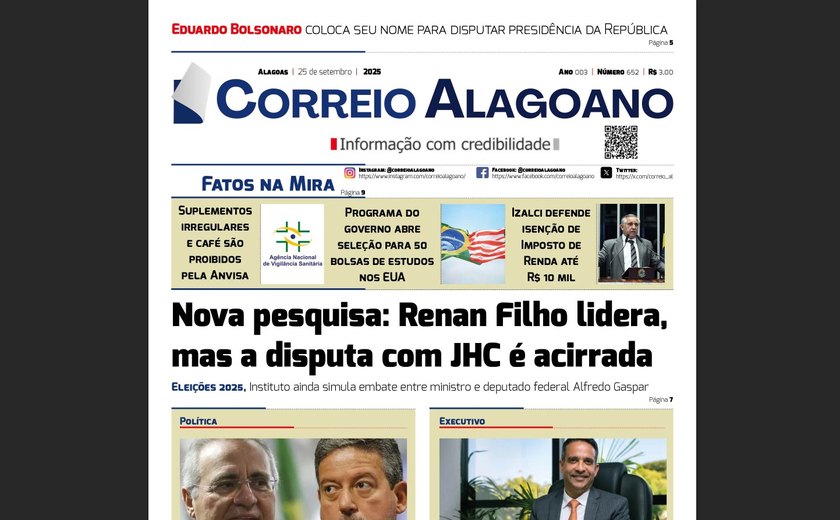 Nova pesquisa: Renan Filho lidera, mas a disputa com JHC é acirrada