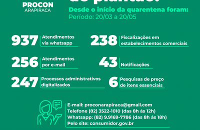 Procon Arapiraca realiza cerca de 1.200 atendimentos online durante pandemia