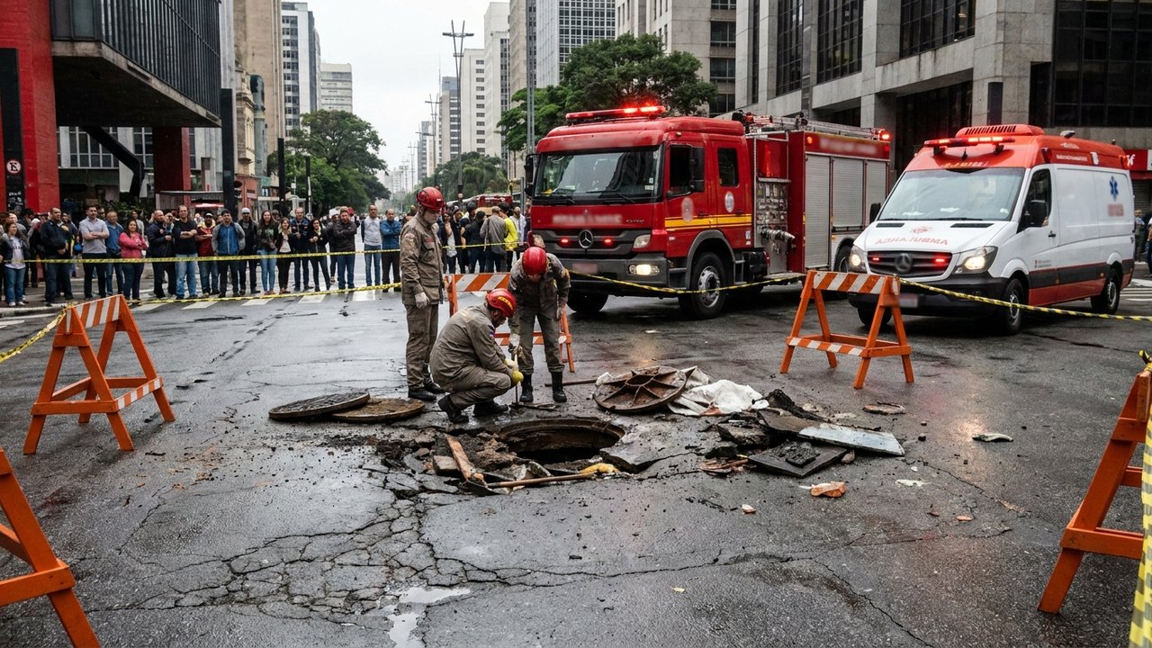 Explosão em bueiro deixa 3 feridos na Avenida Paulista