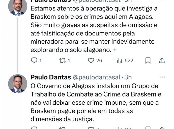 Paulo Dantas repercute resultados da operação contra Braskem