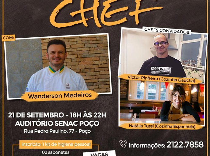 Senac promove evento gastronômico “Cozinhando com o Chef”