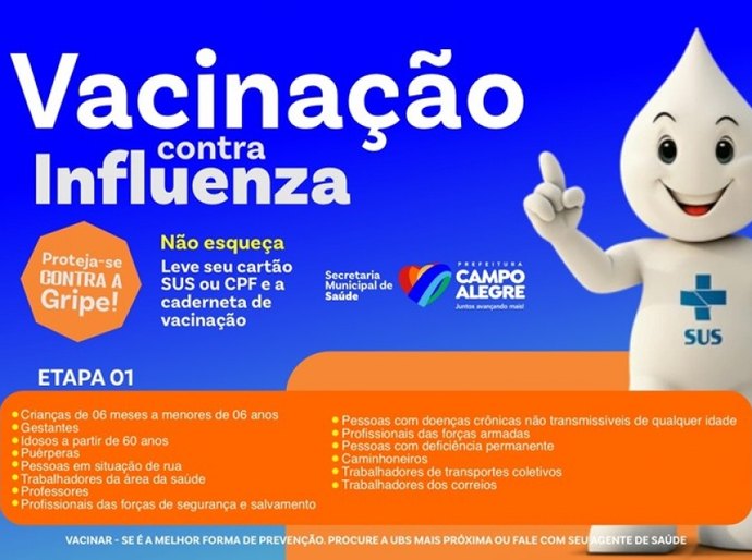 Prefeitura de Campo Alegre inicia vacinação contra a Influenza nas Unidades Básicas de Saúde