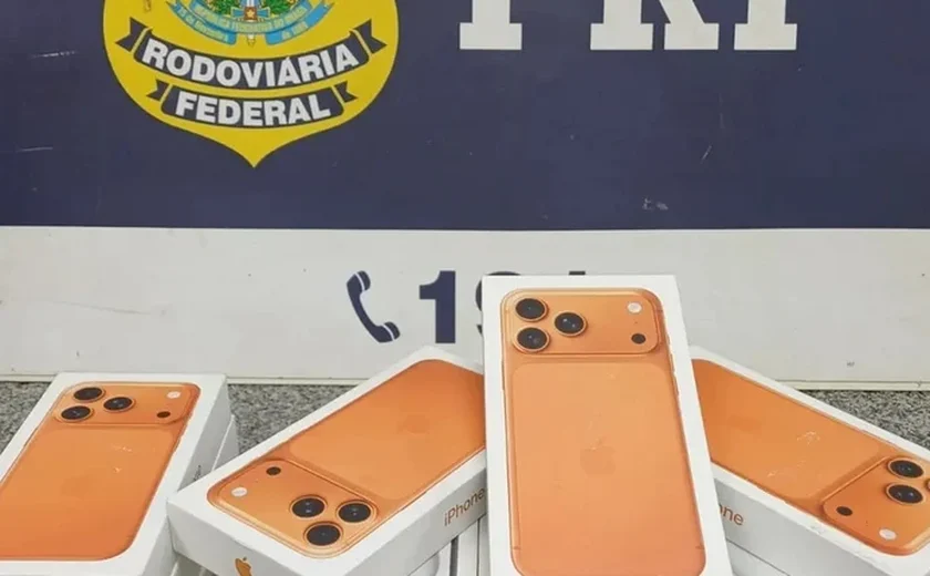 PRF apreende 20 iPhones avaliados em R$ 100 mil no interior de Alagoas