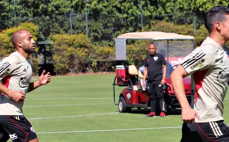 Lucas Moura e James Rodrigues treinam pela 1ª vez com todos os companheiros no São Paulo