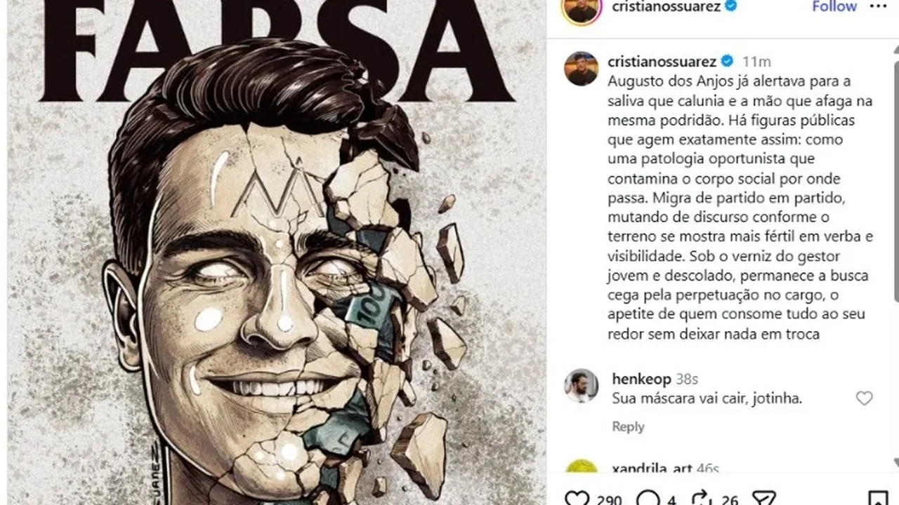 Cristiano Suarez publica “Farsa” e transforma crítica ao oportunismo político em arte