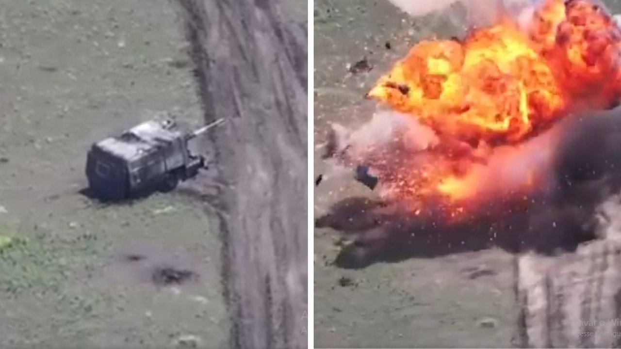 Vídeo mostra ataque com drone ucraniano que explode 'tanque-tartaruga' russo