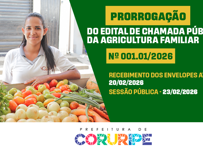 Coruripe: Prorrogado prazo do Edital de Chamada Pública da Agricultura Familiar até 20 de fevereiro