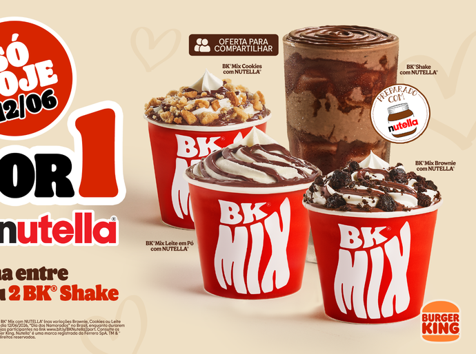 No Dia dos Namorados, Burger King® traz oferta 2 por 1 em sobremesas preparadas com NUTELLA®