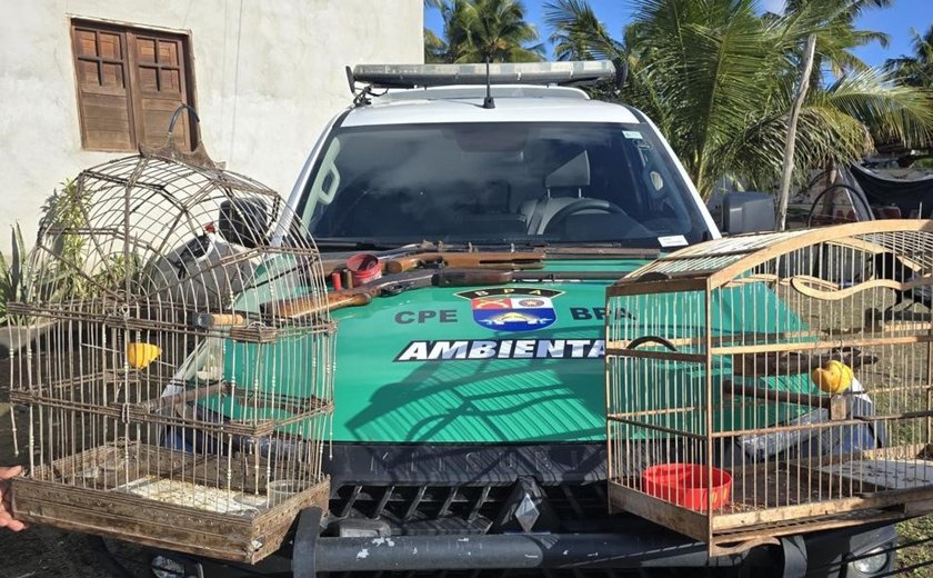PM apreende armas e resgata animais durante fiscalização ambiental em Piaçabuçu