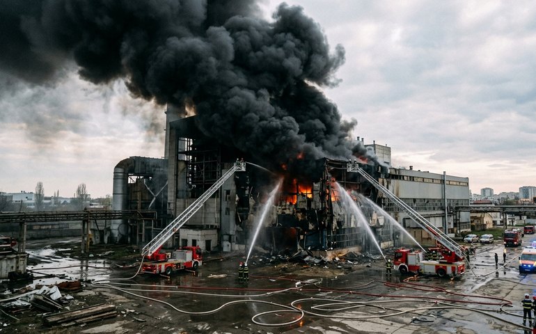Explosão em usina térmica provoca incêndio de grandes proporções em Bucareste