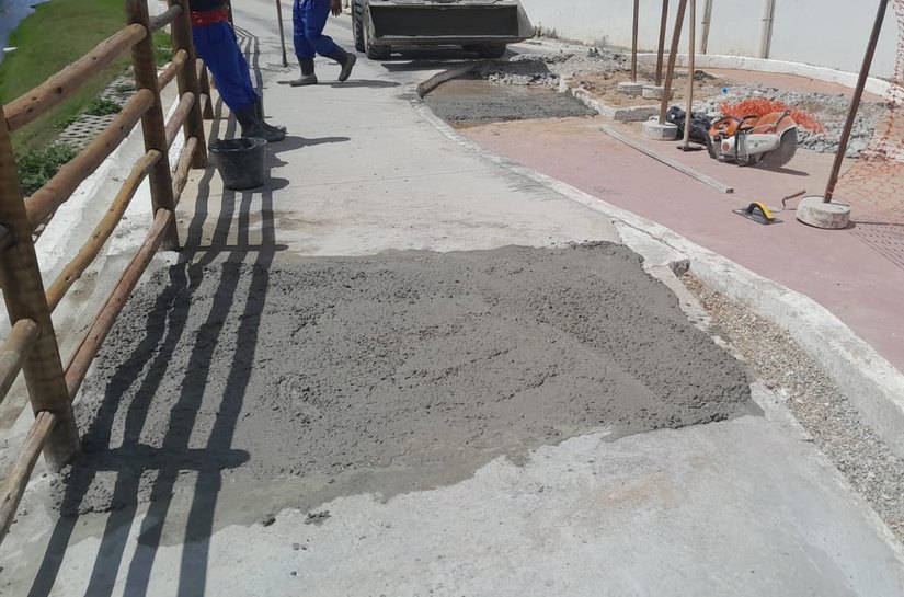 Técnicos da Secretaria de Infraestrutura vistoriam obras de reparo no Lago do Goiti