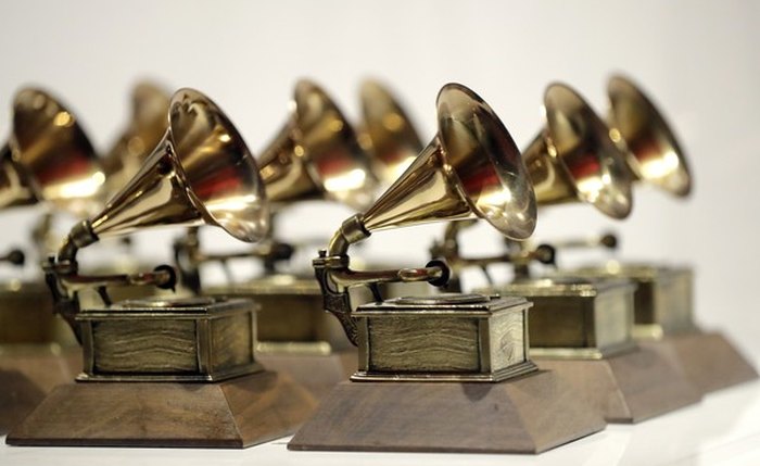 Prêmios  Grammy expostos no Museu da Experiência da premiação em Newark, Nova Jersey