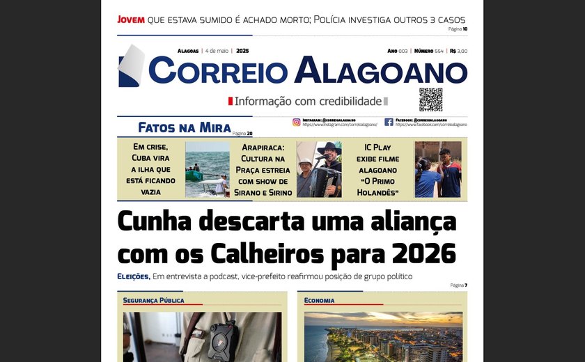 Cunha descarta uma aliança com os Calheiros para 2026