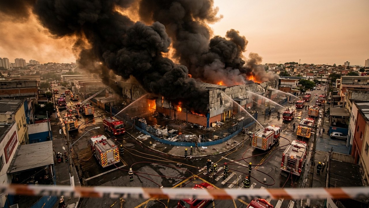 Incêndio em indústria química mobiliza mais de 30 viaturas dos bombeiros em SP