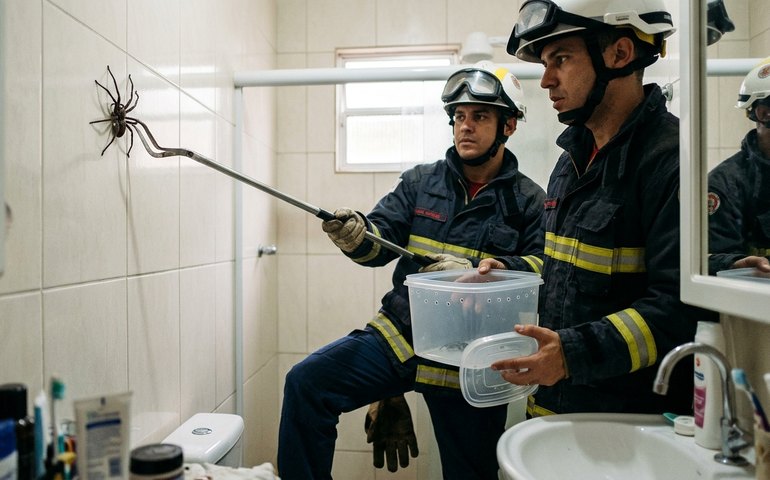 Bombeiros capturam aranha gigante em residência de Betim (MG)