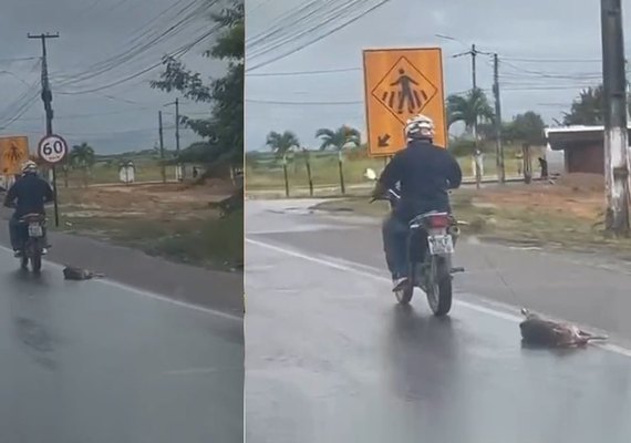 Dono de moto usada para arrastar cachorro é identificado pela Polícia Civil