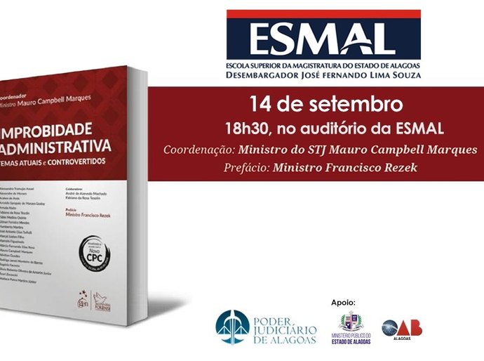 Lançamento do livro 'Improbidade Administrativa' ocorre nesta quinta (14)