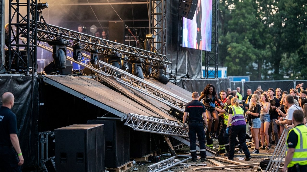 Vídeo mostra momento em que palco desaba durante show de Pocah e bailarinas caem; assista