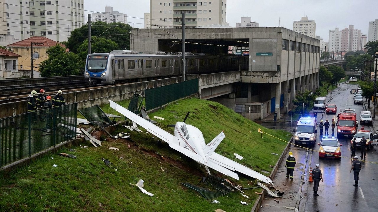 Avião de pequeno porte cai em Belo Horizonte perto de estação do metrô