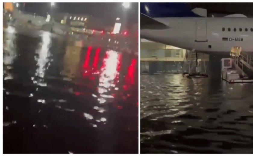 Aeroporto na Alemanha fica inundado após fortes chuvas atingirem o país; vídeo