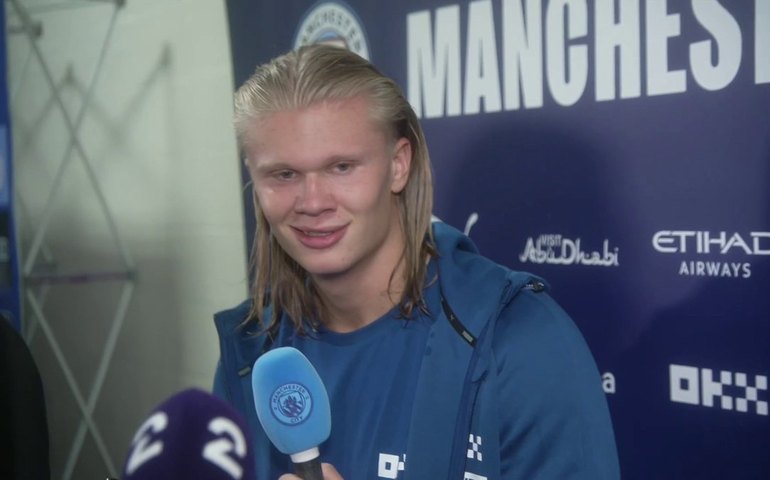 Haaland brinca e chama Guardiola de ‘louco’ após estreia pelo City: ‘Gosto disso’