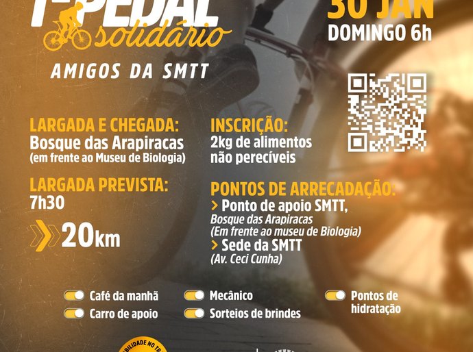 SMTT de Arapiraca promove Pedal Solidário para ajudar famílias em situação de vulnerabilidade