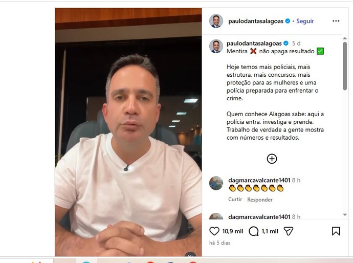 Justiça vê irregularidade e manda retirar vídeo impulsionado por Paulo Dantas contra JHC