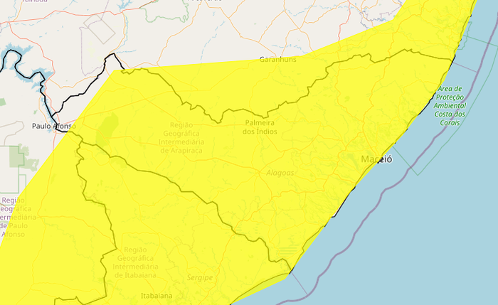 INMET emite aviso de chuva com risco potencial em áreas urbanas