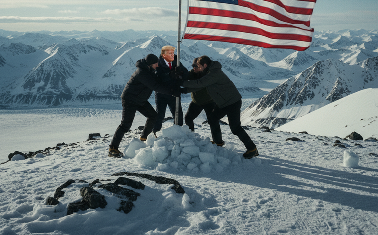 Trump divulga imagens de IA com bandeira dos EUA cravada na Groenlândia