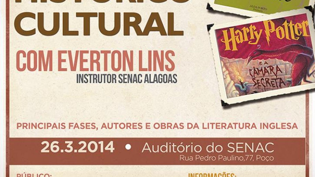 ‘Literatura Inglesa e sua Conjuntura Histórico Cultural’ é tema de palestra no Senac Alagoas