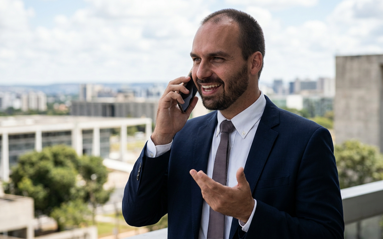 Eduardo Bolsonaro celebra empate técnico entre Flávio e Lula em pesquisa