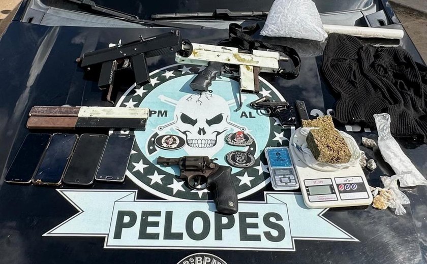 Polícia Militar detém grupo com quatro armas de fogo e drogas em Arapiraca