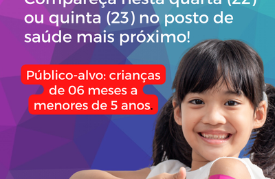 Secretaria de Saúde do Palmeira convoca pais para vacinar menores de 5 anos