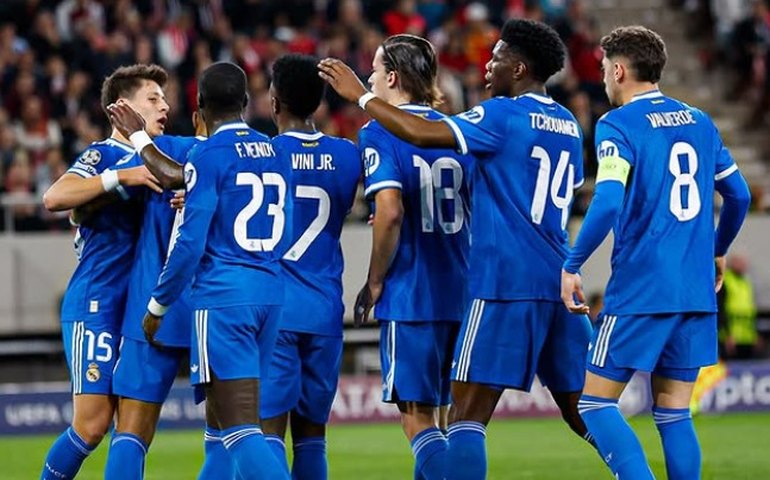 Real Madrid supera sustos e vence Olympiacos com quatro gols de Mbappé