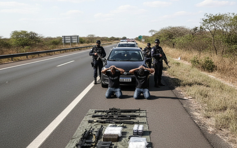 Bope intercepta veículo na BR-101 e apreende armas e drogas com destino ao Agreste