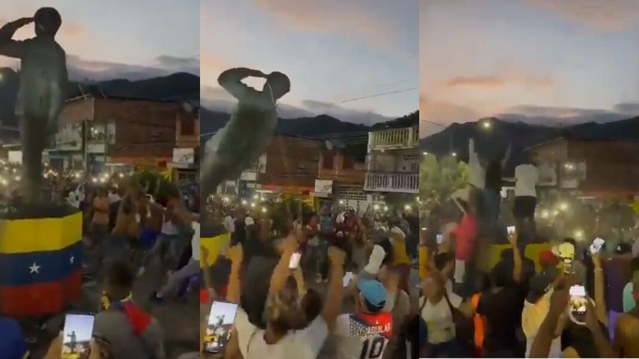 Manifestantes derrubam ao menos cinco estátuas de Chávez durante protestos contra reeleição de Maduro na Venezuela; veja vídeos