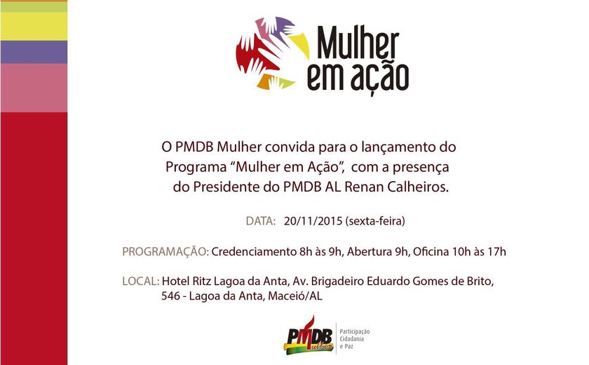 PMDB de Alagoas promove encontro “Mulher em Ação” nesta sexta