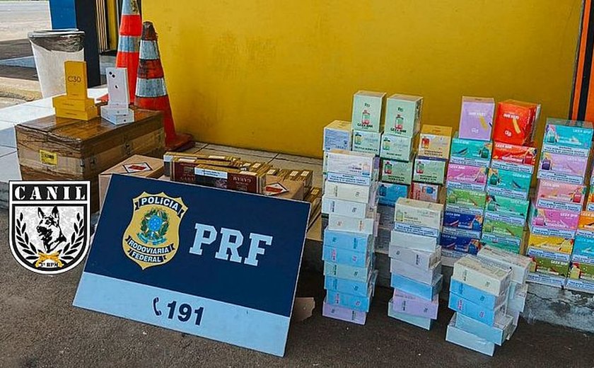 Mil maços de cigarro e quase 100 celulares contrabandeados são apreendidos em Alagoas