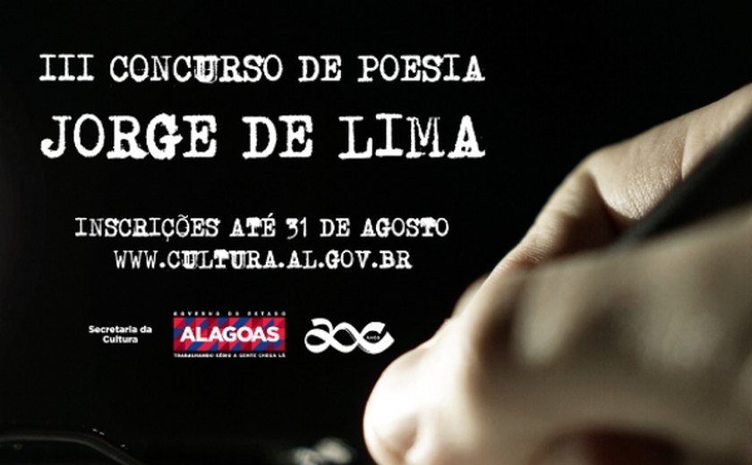 Inscrições para o III Concurso de Poesia Jorge de Lima seguem até 31 de agosto
