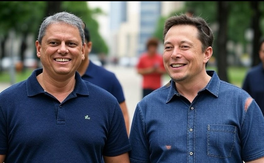 Tarcísio usa imagem com Musk gerada por IA para divulgar projeto de mudança de sede