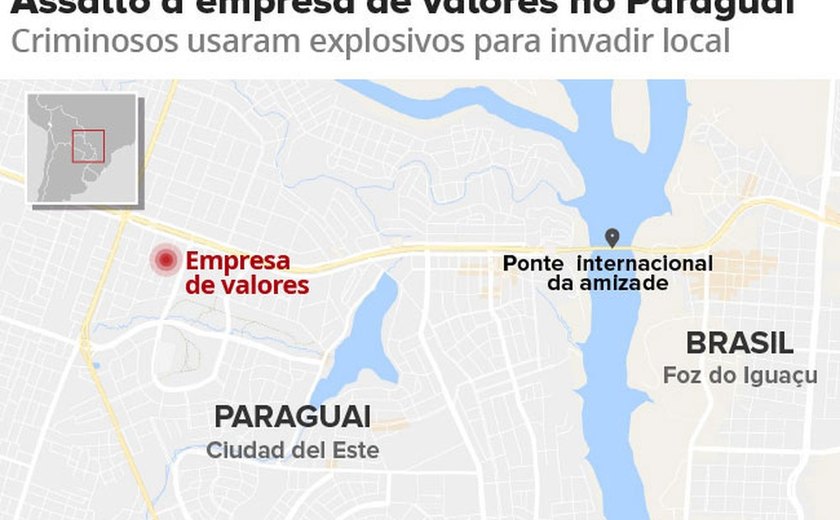 Policiais brasileiros trocam tiros com suspeitos de assalto a empresa de valores no Paraguai