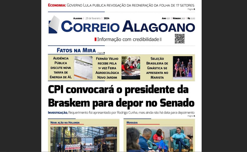 CPI convocará o presidente da Braskem para depor no Senado