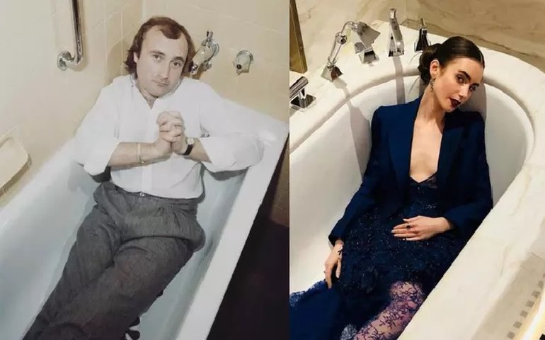 Lily Collins homenageia Phil Collins em aniversário e fãs reagem: É seu pai?